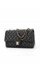 Chanel Classic Double Flap Bag i Size Medium Sort Lammeskinn