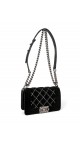 Chanel Boy Velvet Black Shoulder Bag