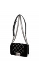 Chanel Boy Velvet Black Shoulder Bag