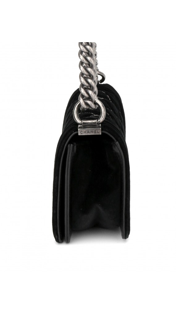 Chanel Boy Velvet Black Shoulder Bag