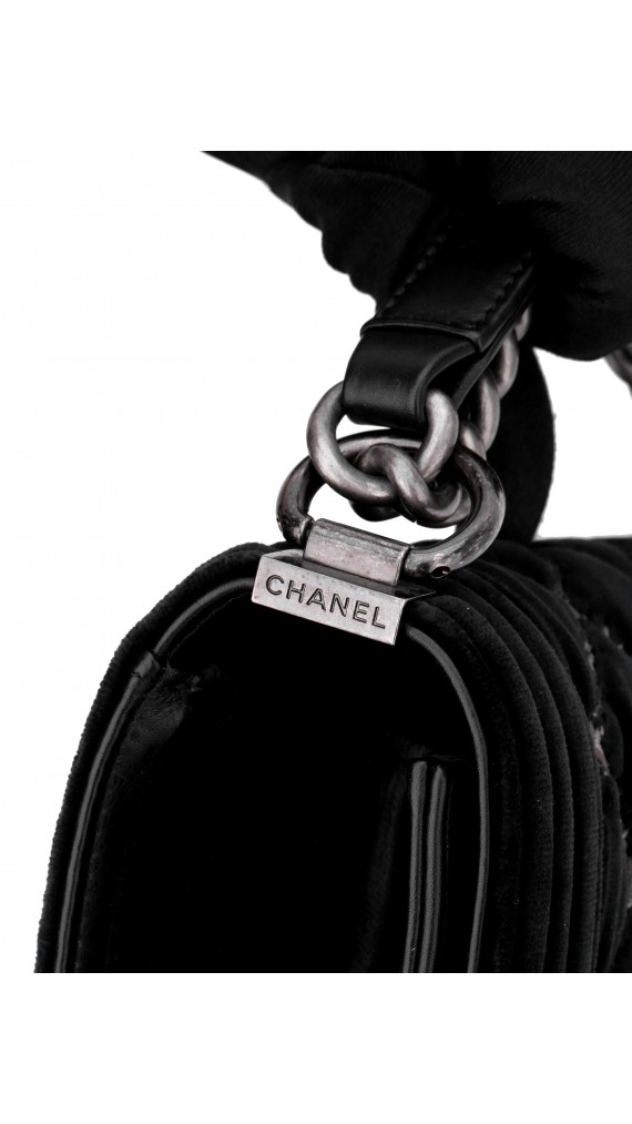 Chanel Boy Velvet Black Shoulder Bag