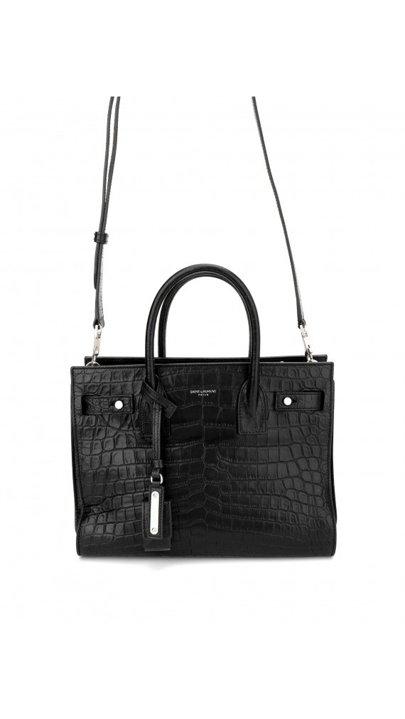 Saint Laurent Sac De Jour crocodile embossed shoulder bag