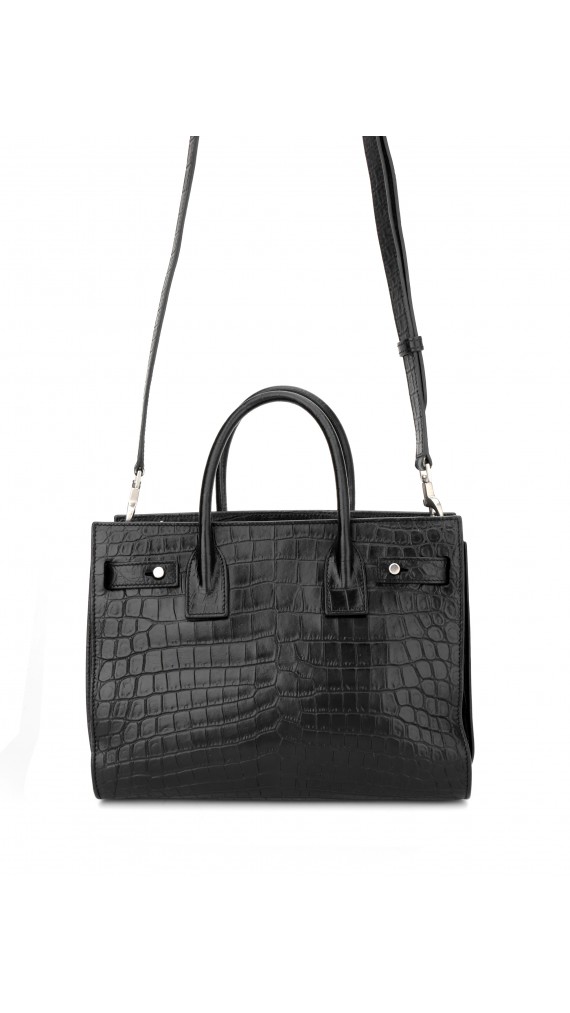 Saint Laurent Sac De Jour crocodile embossed shoulder bag