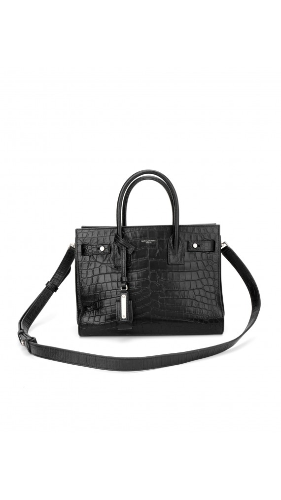 Saint Laurent Sac De Jour crocodile embossed shoulder bag