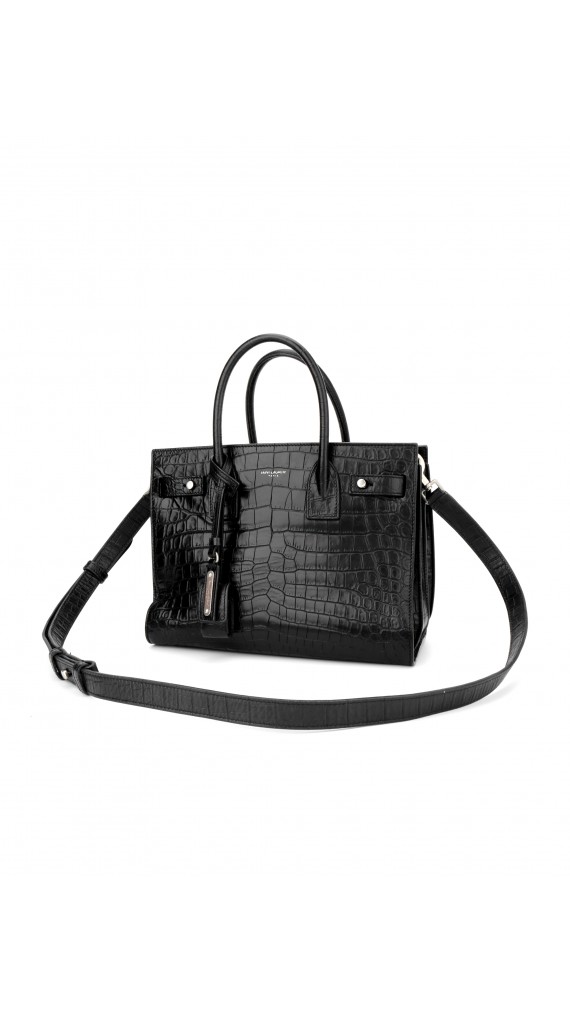 Saint Laurent Sac De Jour crocodile embossed shoulder bag