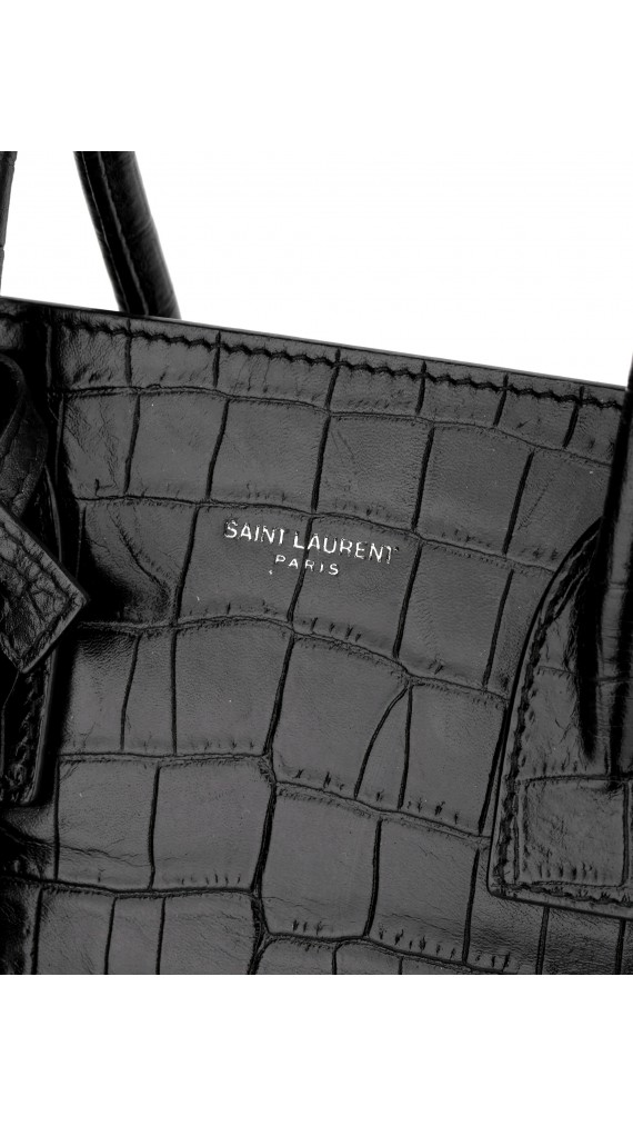 Saint Laurent Sac De Jour crocodile embossed shoulder bag