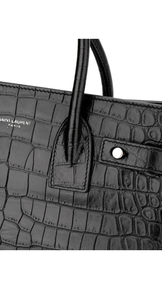 Saint Laurent Sac De Jour crocodile embossed shoulder bag