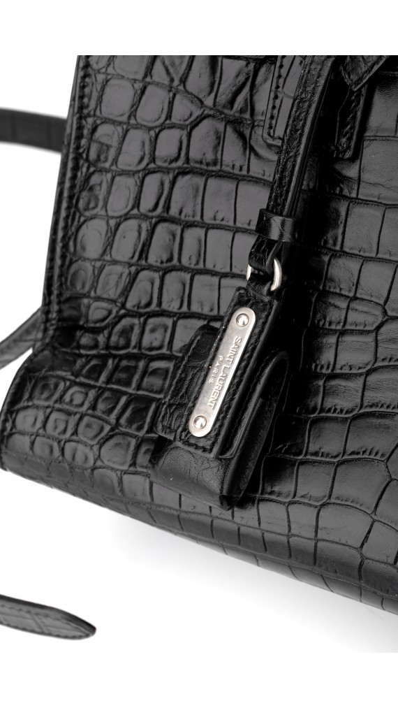 Saint Laurent Sac De Jour crocodile embossed shoulder bag