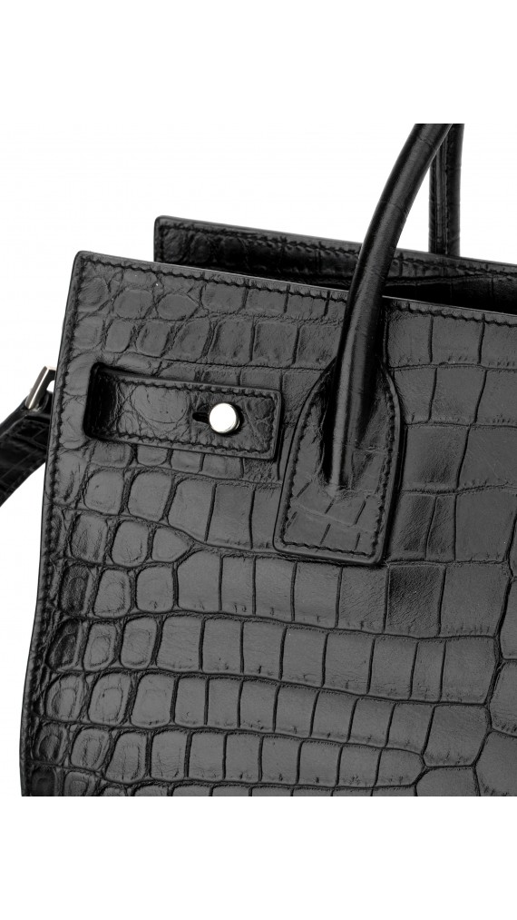 Saint Laurent Sac De Jour crocodile embossed shoulder bag