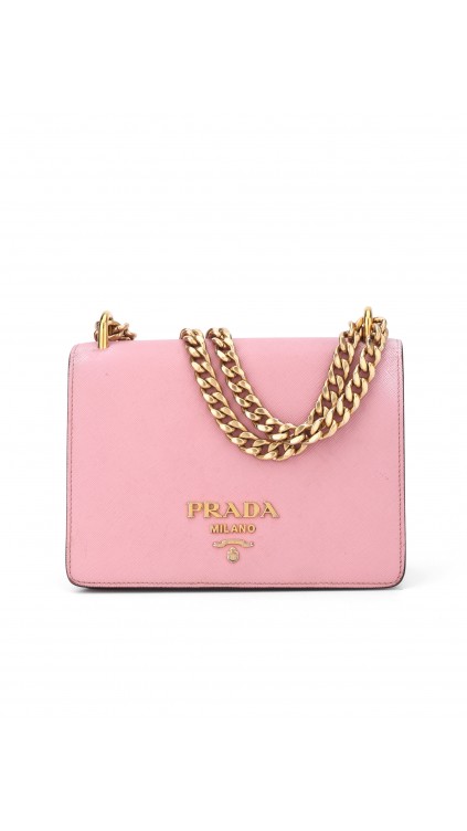 Prada Saffiano Rose Leather Shoulder Bag