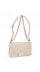 Chanel Boy Patent Beige Shoulder Bag