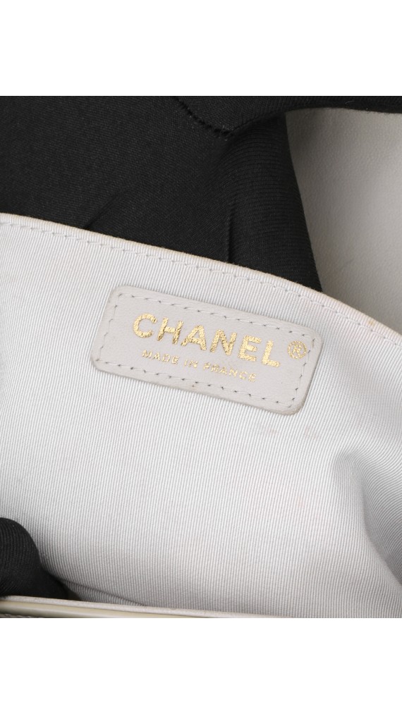 Chanel Boy Patent Beige Shoulder Bag