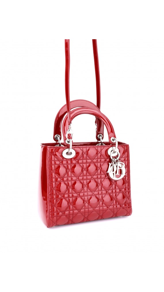 Lady Dior Patent Red Shoulder Bag