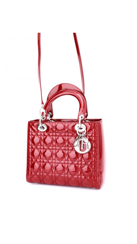 Lady Dior Patent Red Shoulder Bag