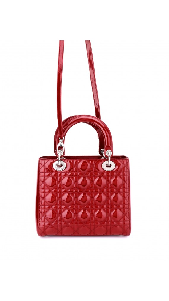 Lady Dior Patent Red Shoulder Bag