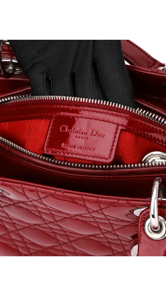 Lady Dior Patent Red Shoulder Bag