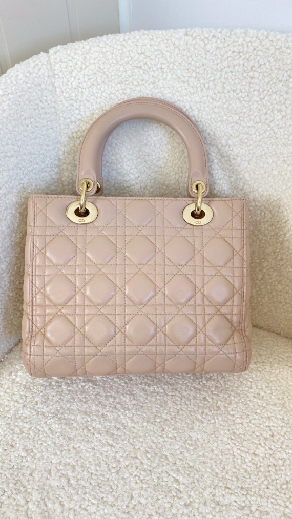 Lady Dior Medium Rose Beige m. GHW