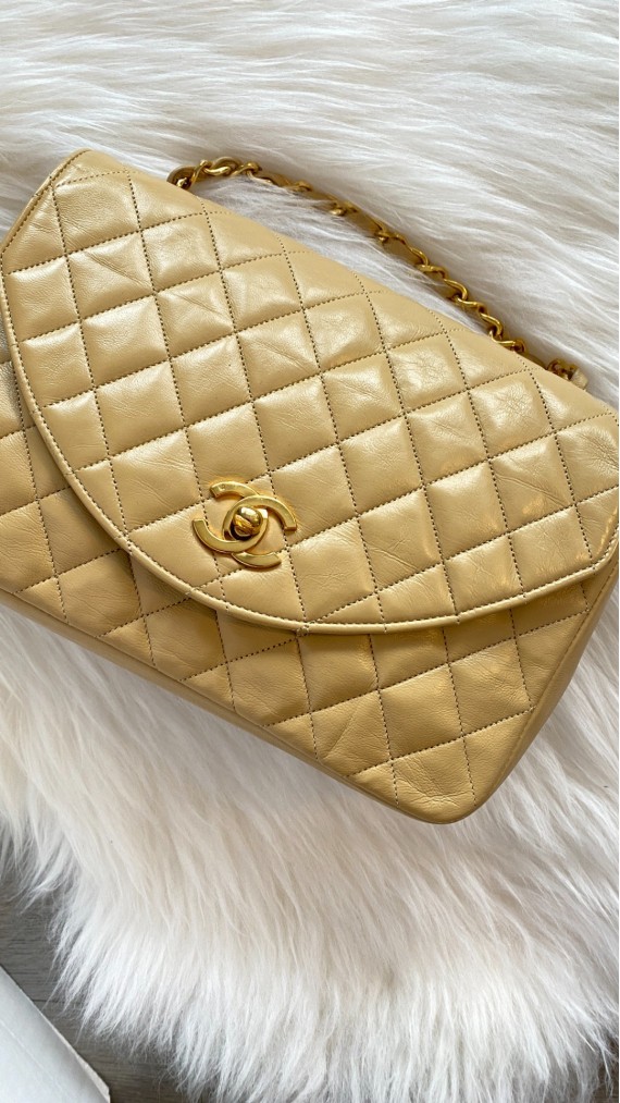 Chanel Vintage Half Moon Single Flap Bag